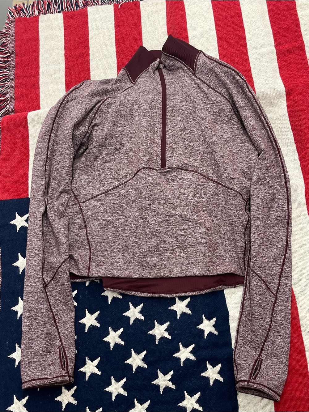 lululemon athletica Heathered Burgundy Half-Zip Pullover Jacket Womens Size 10